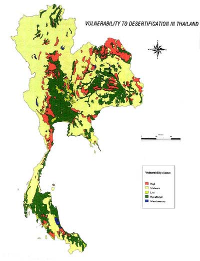 Vulnerability to Desertification Map of Thailand